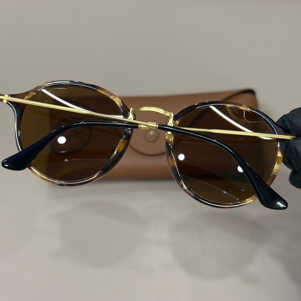 Ray Ban RB2447 Round Fleck 1160 Polished Brown Havana Sunglasses - Picture 8 of 8